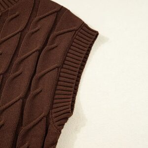 cable texture crew neck short sleeve sweater top brown s