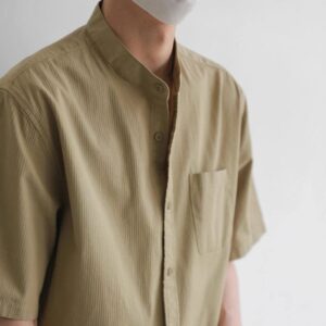 classic silk korean style lightweight camp shirt khaki m