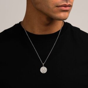 compass pendant silver