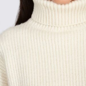 ivory short ribbed turtleneck jumper glassworks london