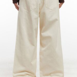 men's pintuck wide leg cotton pants (light beige) id413 light beige l