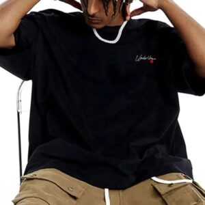 retro trendy short sleeved letters t shirt black l