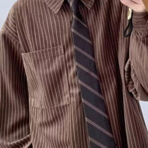 striped oversized button up shirt khaki xxl