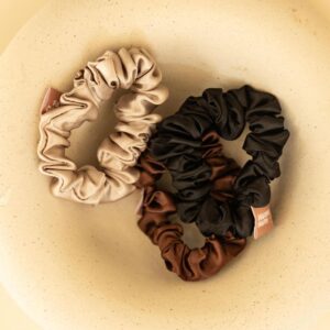 tiramisu skinny ruched satin scrunchie bundle