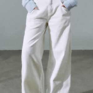 white cotton denim pants